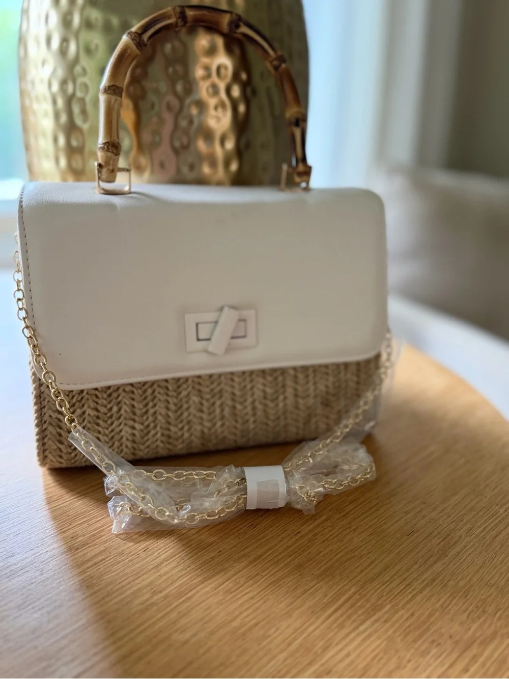 Like Dreams Bamboo Handle Straw Crossbody Bag | New | Summer Vacation Purse